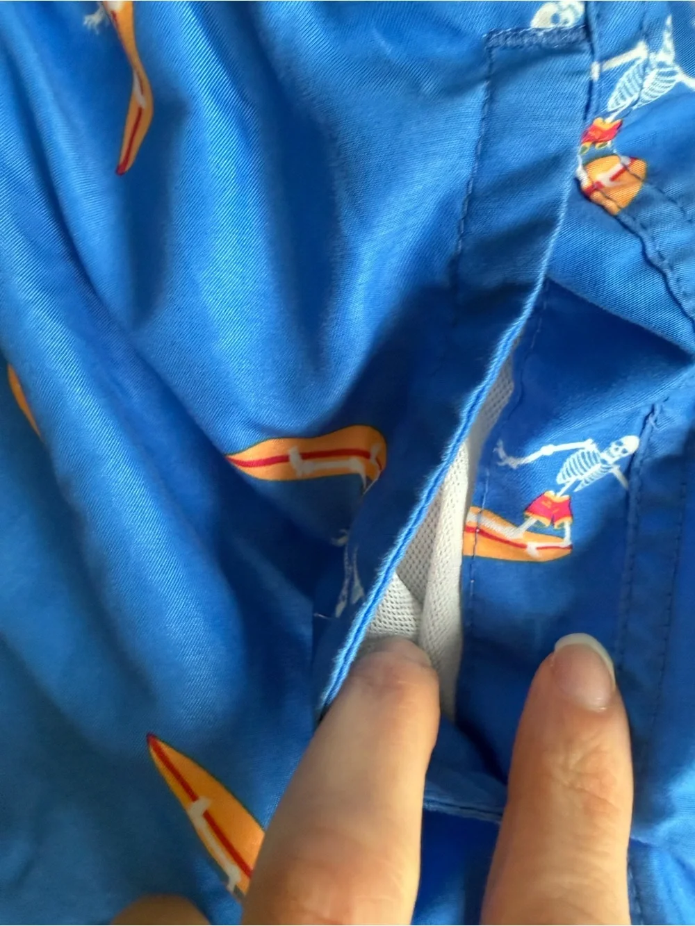 Wonder Nation Swim Trunks Boy’s Size 10/12 Large Blue Skeleton Surfer Print